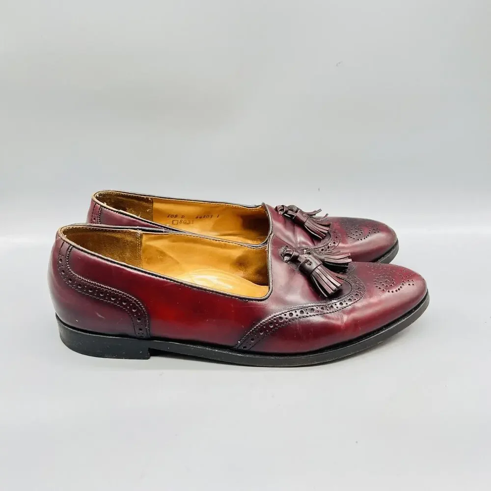 Cole Haan Shoes Mens 10.5 Brown Leather Tassel Loafers Vintage Dress Made USA